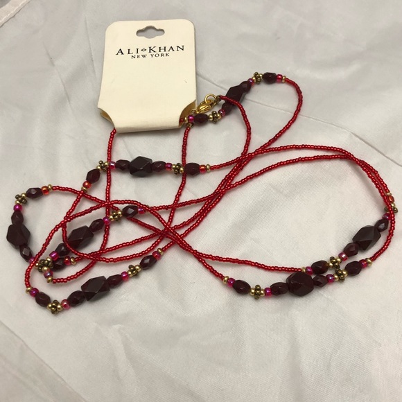 Ali Khan New York Red Extra Long Beaded Necklace - Picture 5 of 5